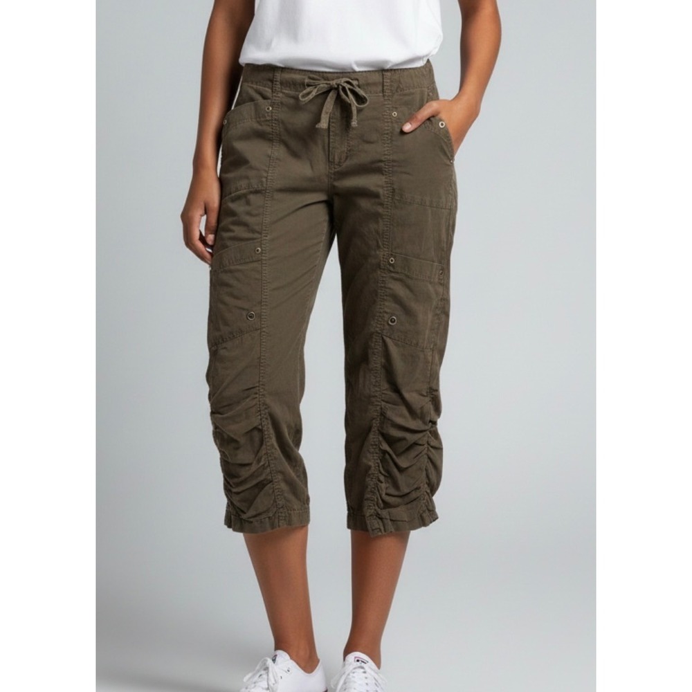 XCVI for Boston Proper Olive Green Cargo Ruched Crop Pants Small